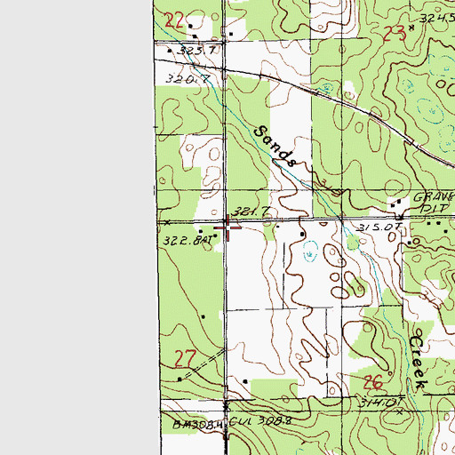 Topographic Map of Dell Cemetery, MI