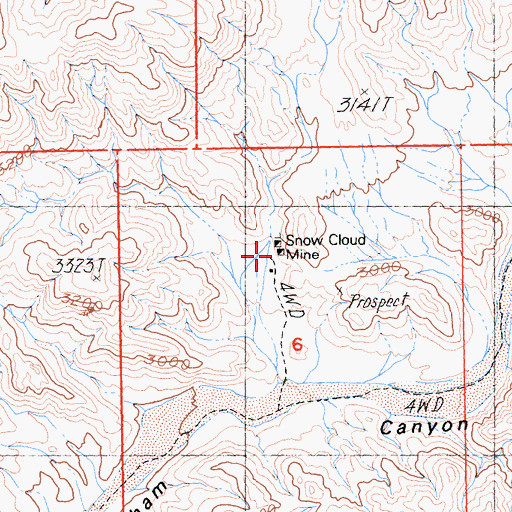 Topographic Map of Snow Cloud Mine, CA