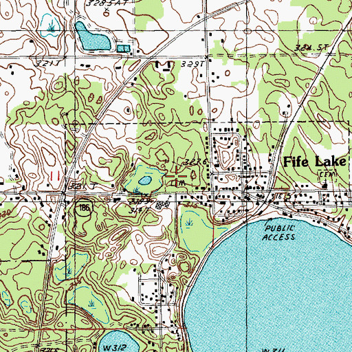 Topographic Map of Fife Lake Cemetery, MI