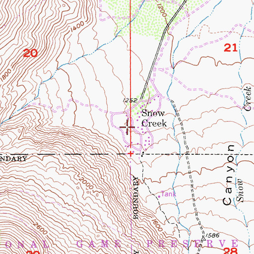 Topographic Map of Snow Creek, CA
