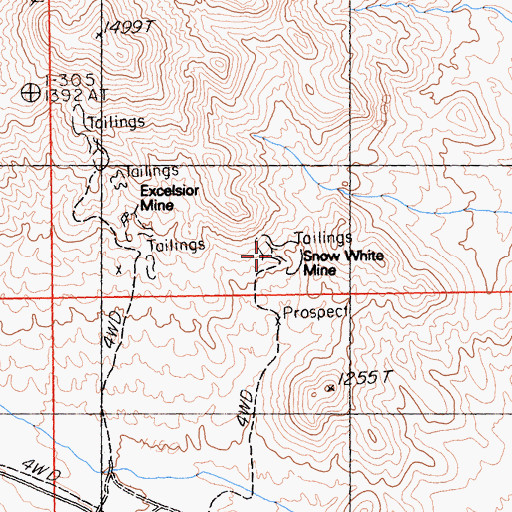 Topographic Map of Snow White Mine, CA