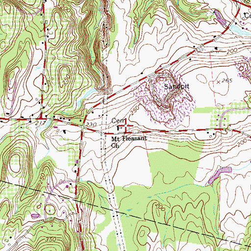 Topographic Map of Mount Pleasant Cemetery, NY