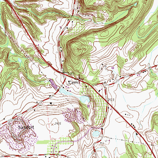 Topographic Map of Buckley's Corner Cemetery, NY
