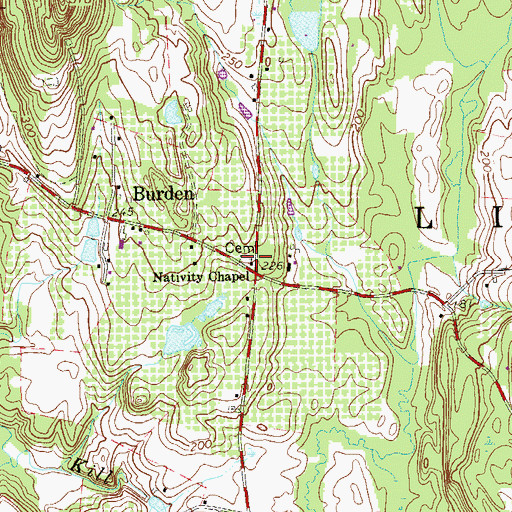 Topographic Map of Church of Nativity Cemetery, NY