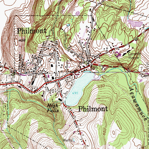 Topographic Map of Sacred Heart Church, NY