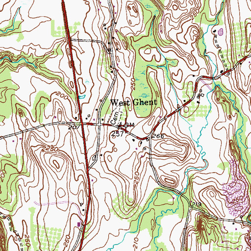 Topographic Map of Ghent Reformed Church, NY