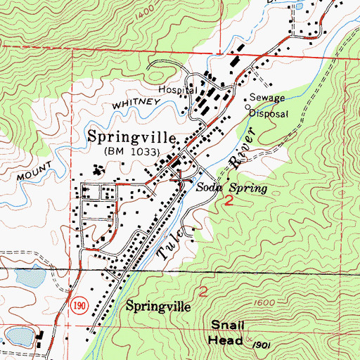 Topographic Map of Soda Spring, CA