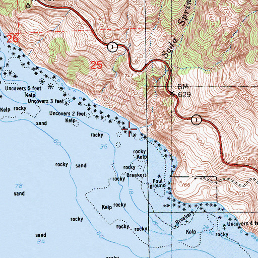 Topographic Map of Soda Spring Creek, CA