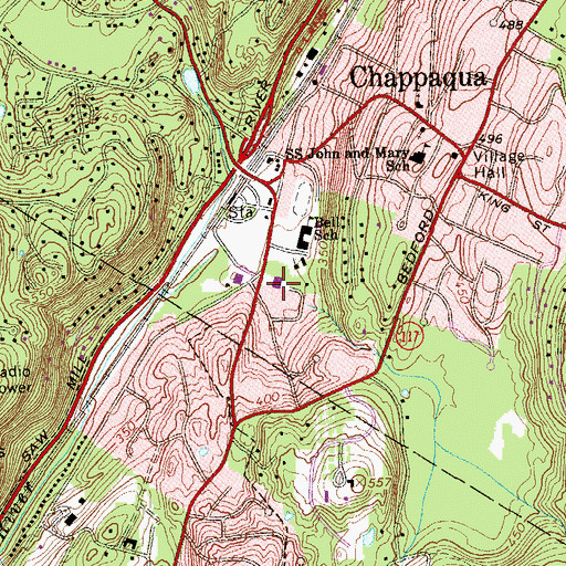 Topographic Map of Chappaqua Library, NY