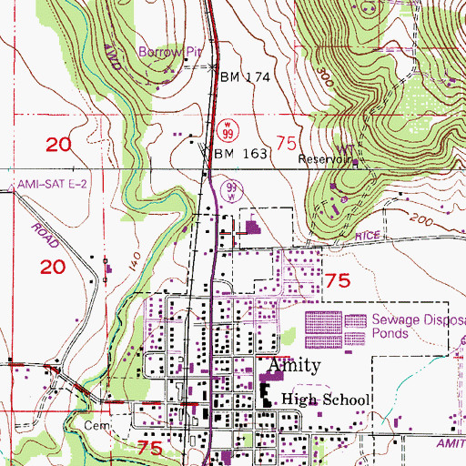Topographic Map of Amity Elementary School, OR