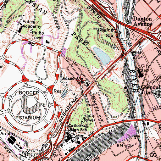 Topographic Map of Solano Elementary School, CA