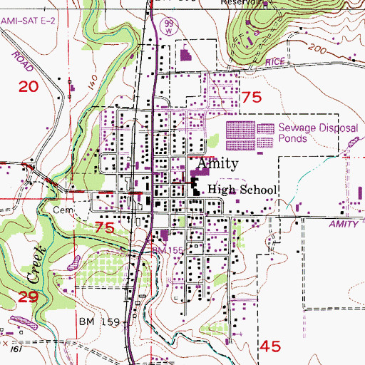 Topographic Map of Amity High School, OR