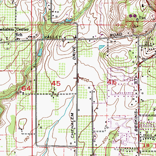 Topographic Map of Chehalem Valley Middle School, OR