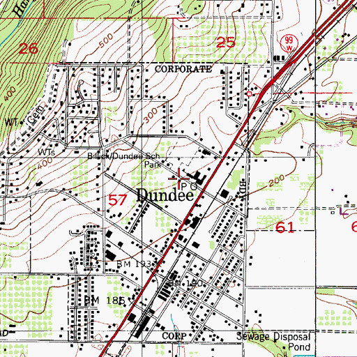 Topographic Map of Dundee Elementary School, OR