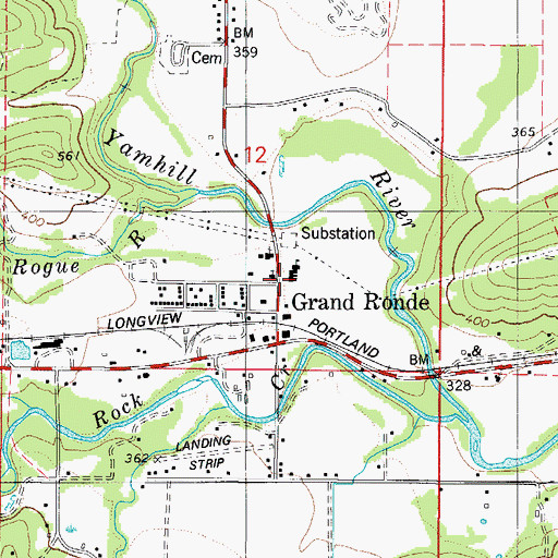 Topographic Map of Willamina Middle School at Grand Ronde, OR