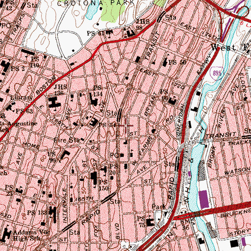 Topographic Map of Freeman Theatre (historical), NY