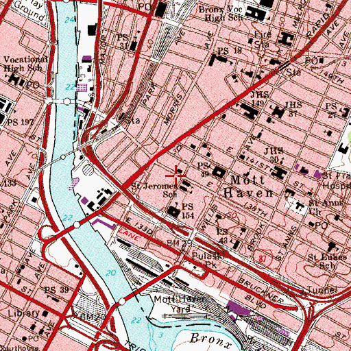 Topographic Map of Haven Theatre (historical), NY