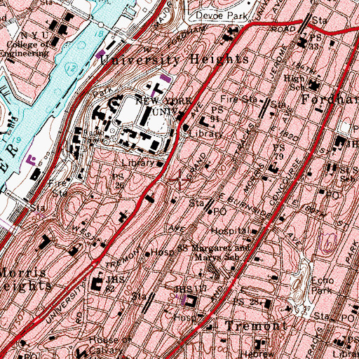 Topographic Map of Kelton Theatre (historical), NY