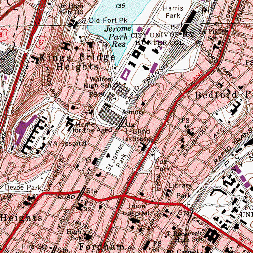 Topographic Map of Kingsbridge Theatre (historical), NY