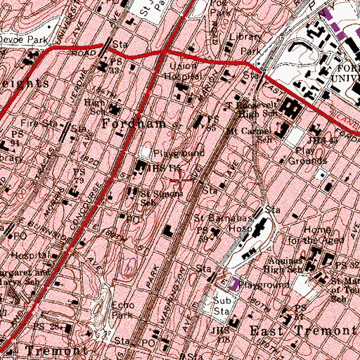 Topographic Map of Metro Theatre (historical), NY