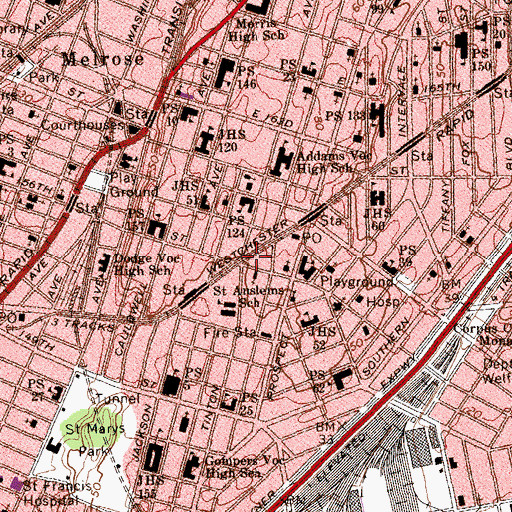 Topographic Map of Iglesia Cristiana del Valle (historical), NY
