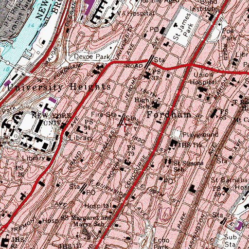 Topographic Map of Oxford Theatre (historical), NY