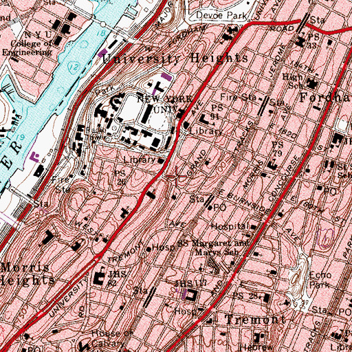 Topographic Map of Pantheon Theatre (historical), NY