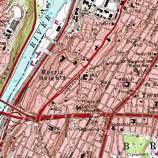 Topographic Map of Park Plaza Theatre (historical), NY