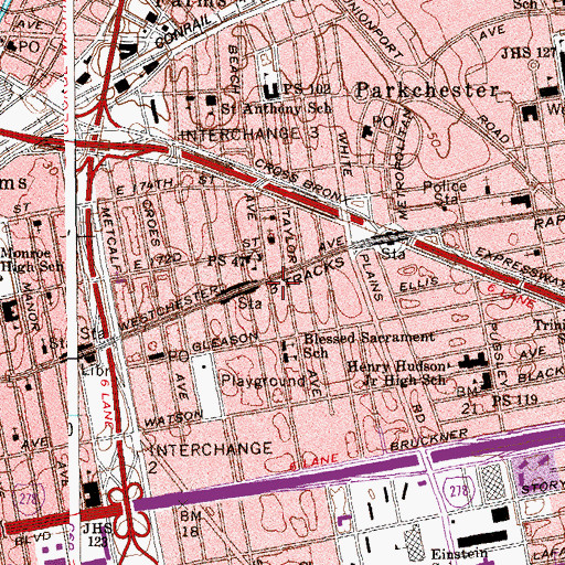 Topographic Map of Rosedale Theatre (historical), NY