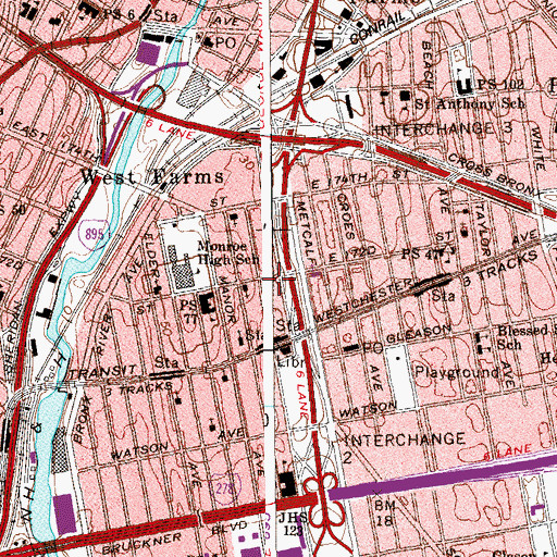 Topographic Map of Iglesia De Dios En Cristo, NY