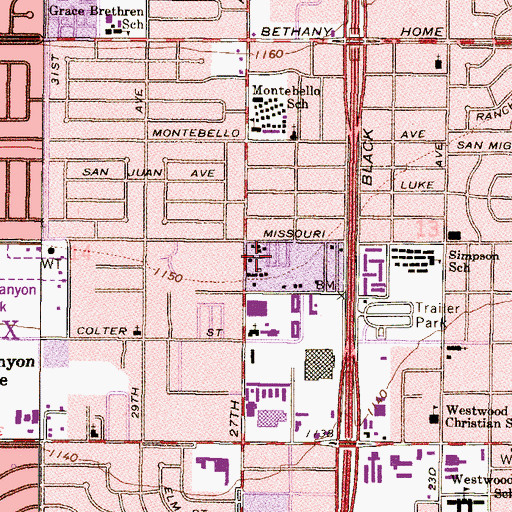 Topographic Map of New Home Mobile Park, AZ