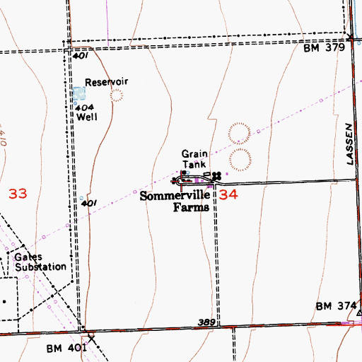 Topographic Map of Sommerville Farms, CA