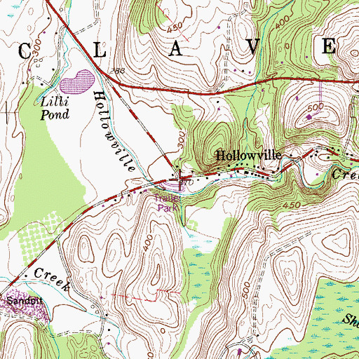 Topographic Map of Hollowville Trailer Park, NY