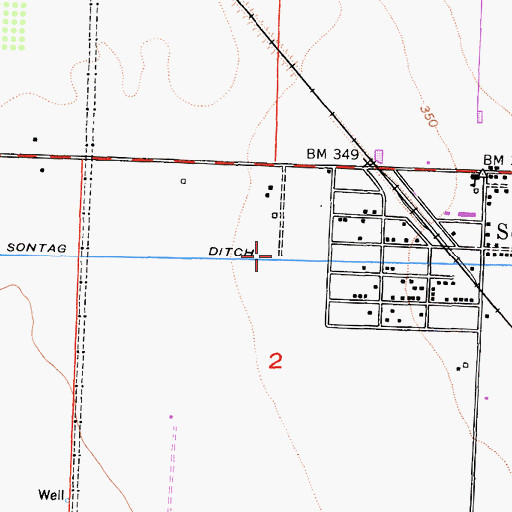 Topographic Map of Sontag Ditch, CA