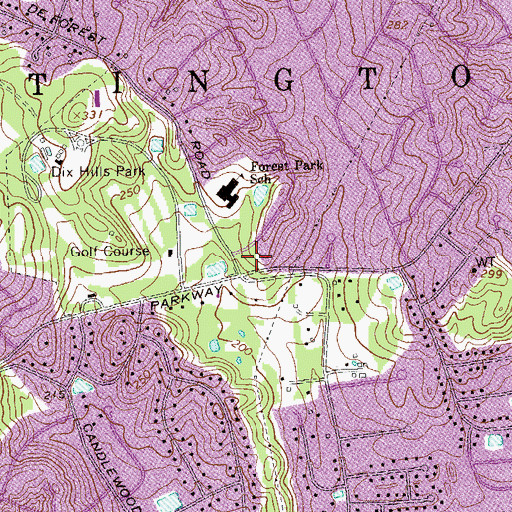 Topographic Map of Dix Hills Jewish Center, NY