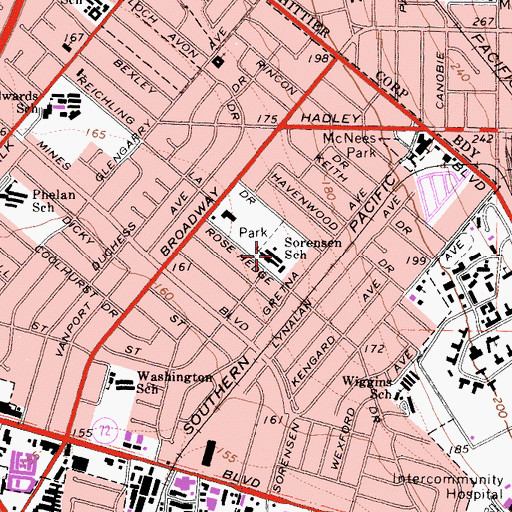 Topographic Map of Christian Sorensen Elementary School, CA