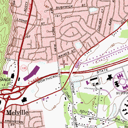 Topographic Map of South Huntington Jewish Center, NY