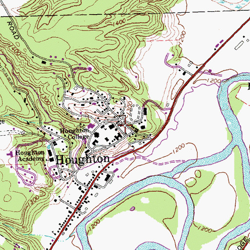 Topographic Map of Houghton College Center For The Arts, NY