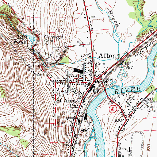 Topographic Map of Afton United Methodist Church, NY