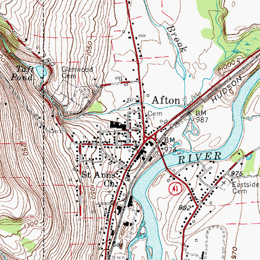 Topographic Map of Afton Presbyterian Church, NY