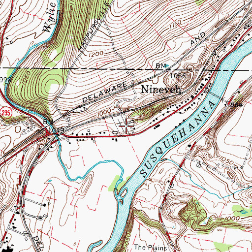Topographic Map of Nineveh Presbyterian Cemetery, NY