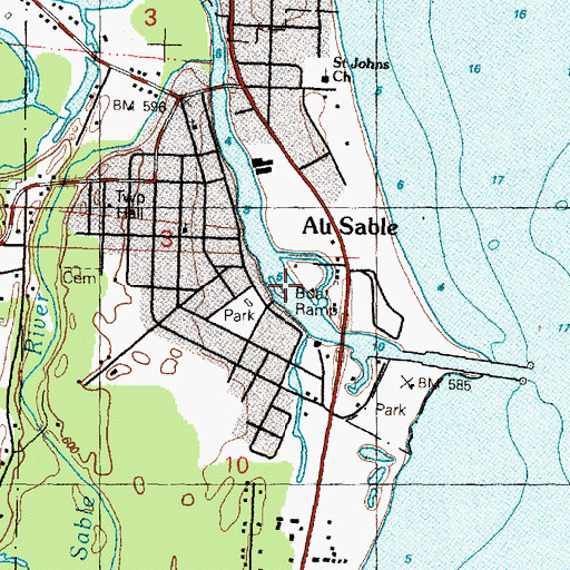 Topographic Map of Oscoda Harbor of Refuge, MI
