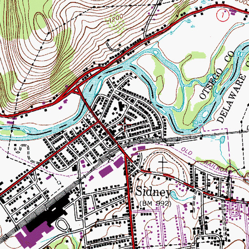 Topographic Map of Sidney United Methodist Church, NY