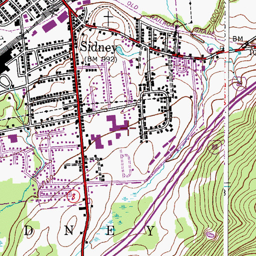 Topographic Map of Sidney Elementary School, NY