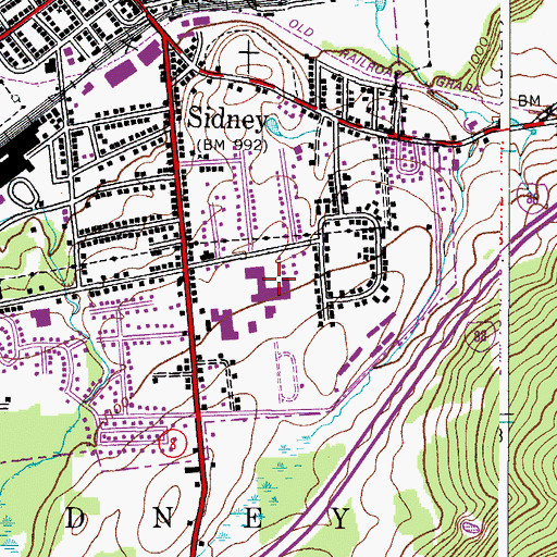 Topographic Map of Sidney Middle School, NY