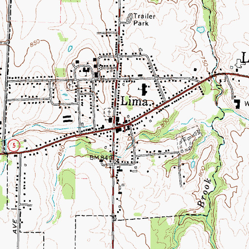 Topographic Map of Lima Village Hall, NY