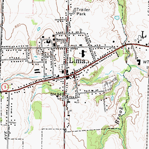 Topographic Map of Lima Town Hall, NY