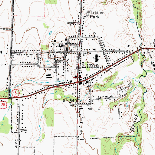 Topographic Map of Lima Presbyterian Church, NY