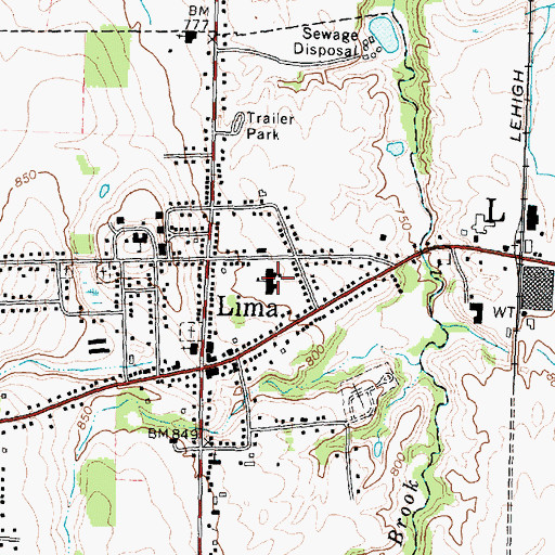 Topographic Map of Lima High School (historical), NY