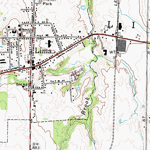 Topographic Map of Saint Rose Cemetery, NY